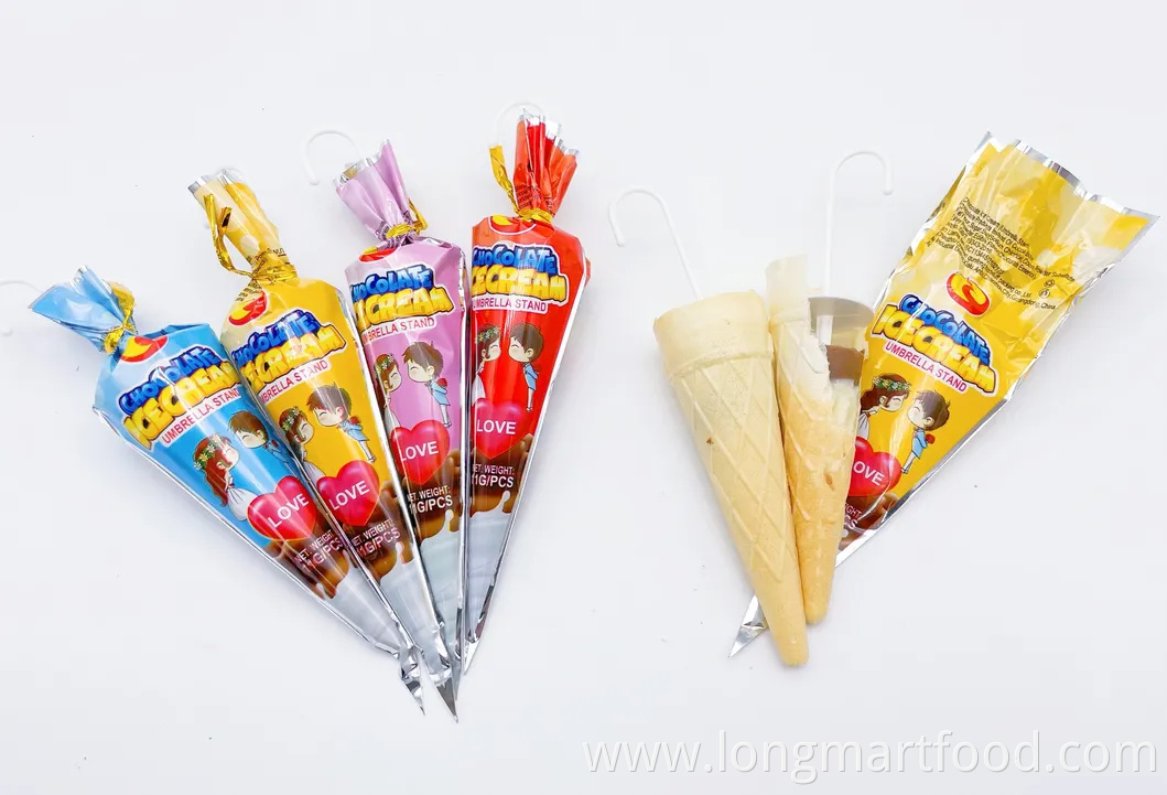 Umbrella-Shaped Chocolate Wafer Cone Candy